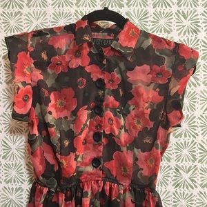 Christy Dawn piper dress in black with red flowers size small
